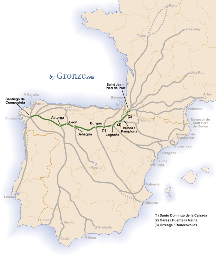 Mapa Camino Francés Santiago