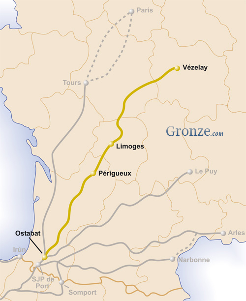 Mapa Camino Vézelay Santiago