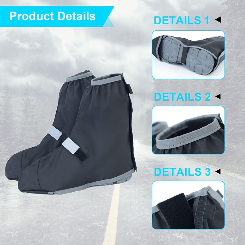 1 par de cubrecalzado impermeable de nylon para lluvia, reutilizable y plegable, protectores de botas de estilo casual para deportes  , senderismo, escalada, camping, viajes 4