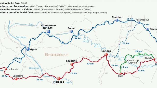 Camino de Le Puy: Variante de Rocamadour y variante del Valle del Célé