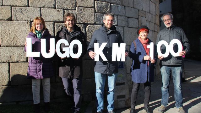 Los concejales del BNG de Lugo presentando su campaña