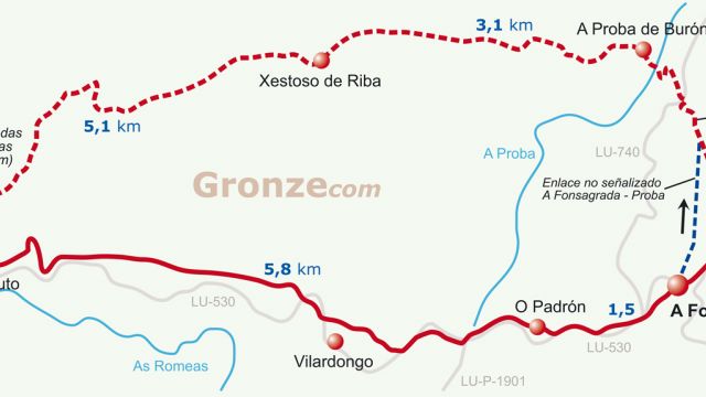 Variante de A Proba de Burón, Camino Primitivo