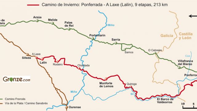Mapa del Camino de Invierno.