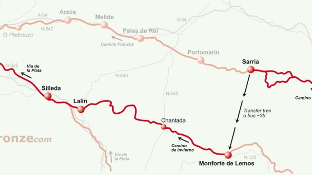 Alternativa, por el Camino de Invierno, al masificado tramo Sarria - Santiago.