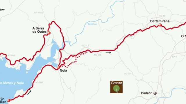 Mapa del Camino de la Ría de Muros y Noia. Mapa del Camino de la Ría de Muros y Noia.
