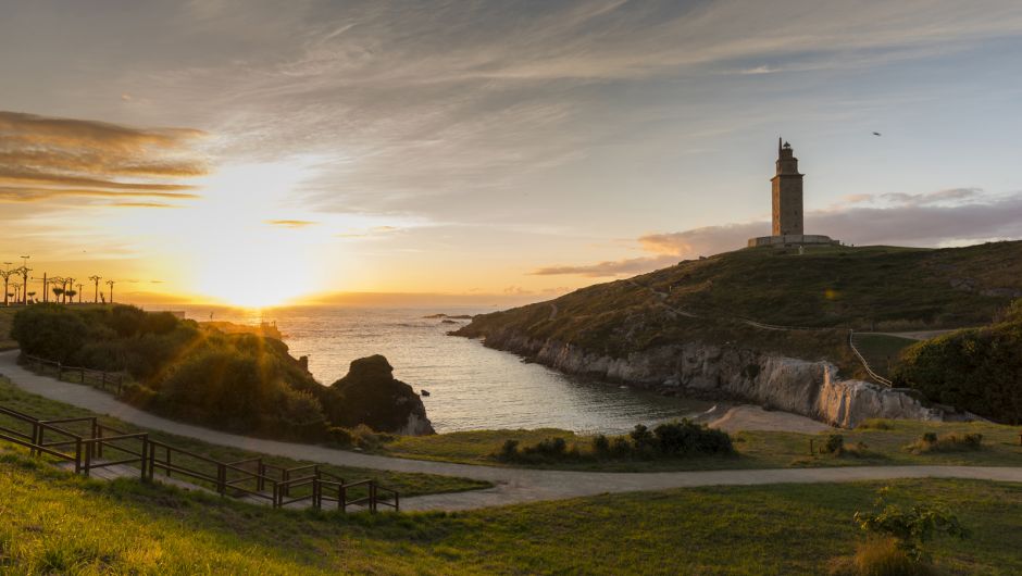 Torre de Hércules al atardecer, A Coruña