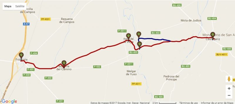 Track de una etapa del Camino de Santiago