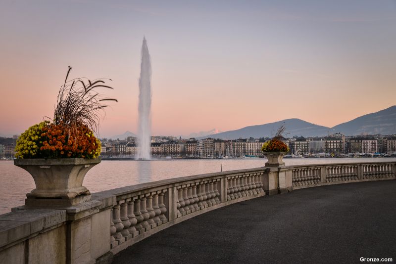 Lago Lemán y el Jet d'Eau (chorro de agua), Genève