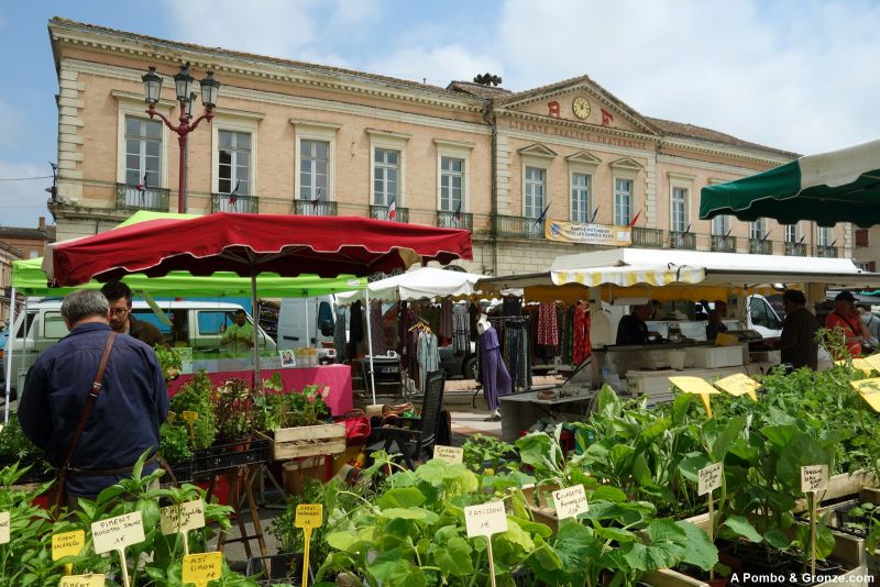 Mercado en la plaza de l’Hôtel de Ville, L'Isle-Jourdain