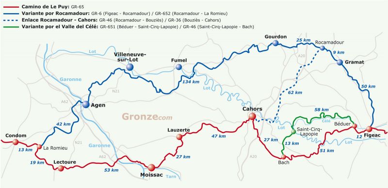 Camino de Le Puy: Variante de Rocamadour y variante del Valle del Célé