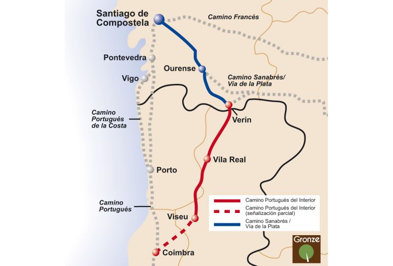 Mapa del Camino Portugués Interior