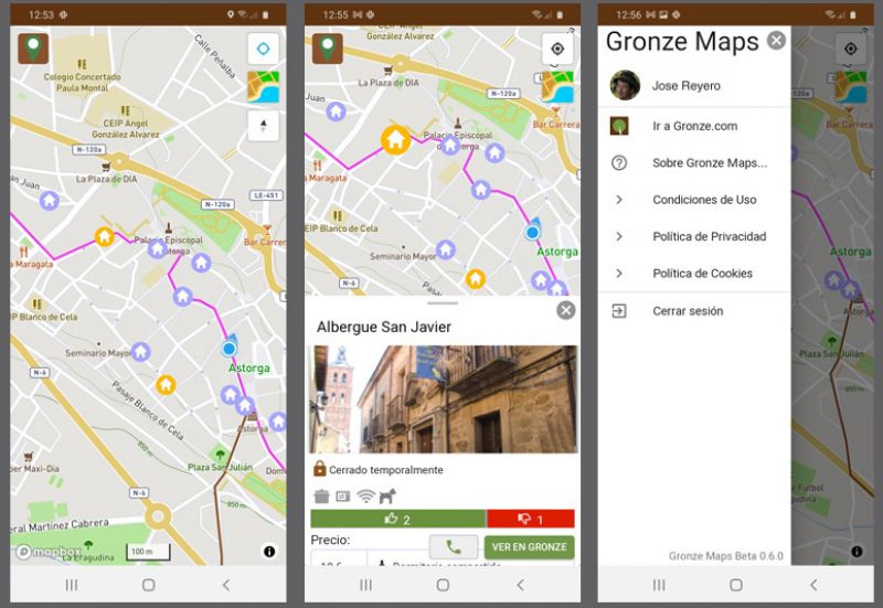 Pantallas de Gronze Maps (APP)