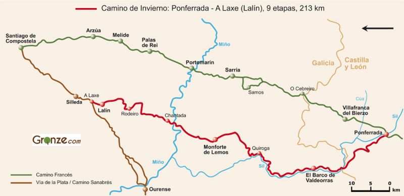 Mapa del Camino de Invierno.