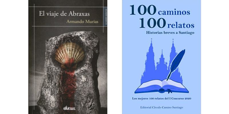 Portadas de El viaje de Abraxas y de 100 caminos 100 relatos.