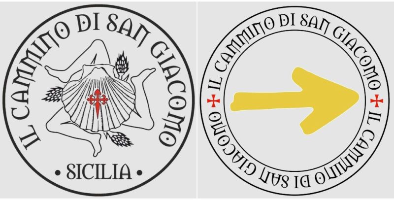 Logotipos del Camino de Santiago en Sicilia.