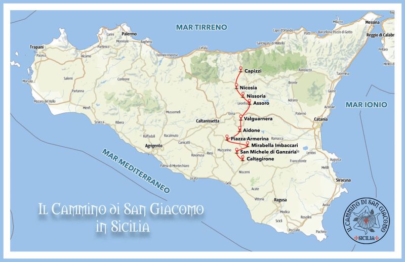 Mapa del Camino de San Giacomo in Sicilia (Fuente: www.camminosangiacomosicilia.it).