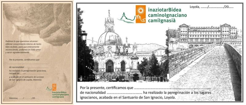 Certificados ignacianos, a la izquierda el emitido en Manresa y a la derecha el de Loiola.
